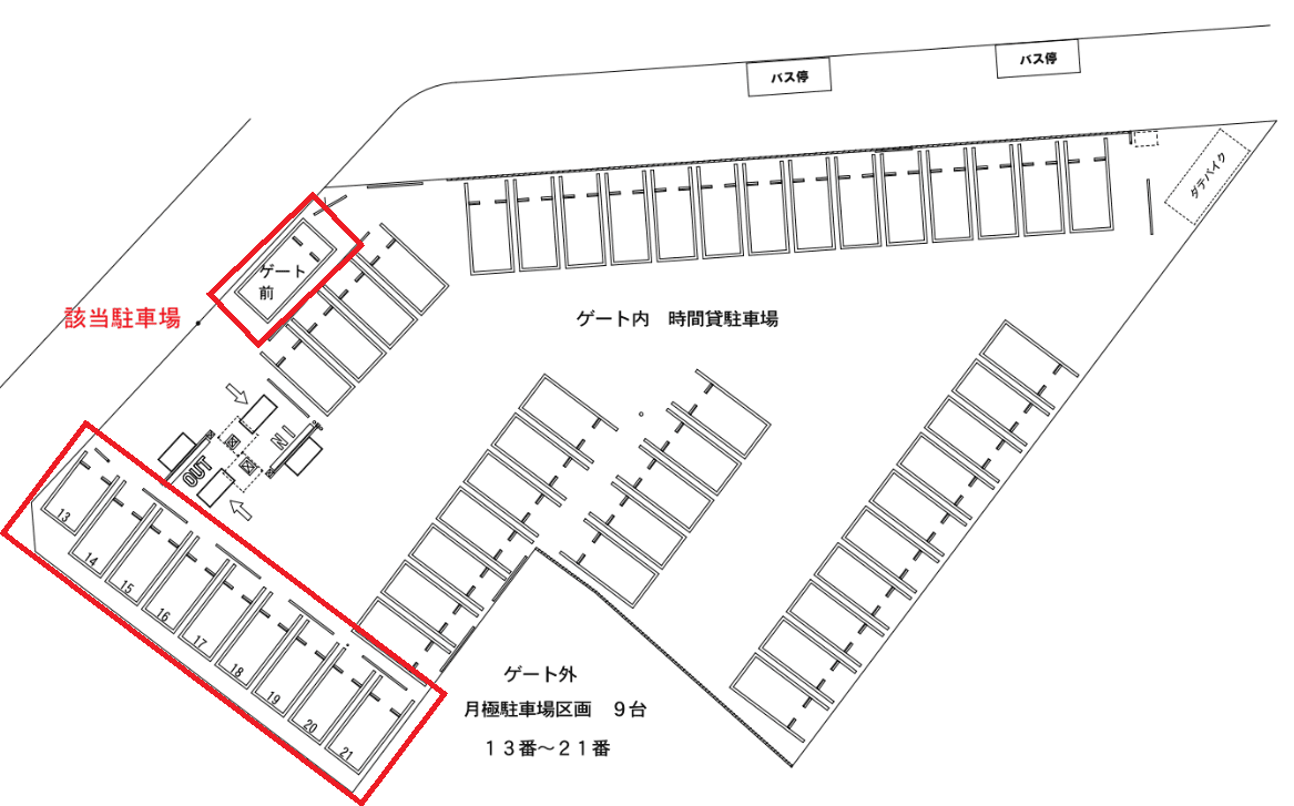 ユアーズ・パーキング長町駅前駐車場の駐車配置図