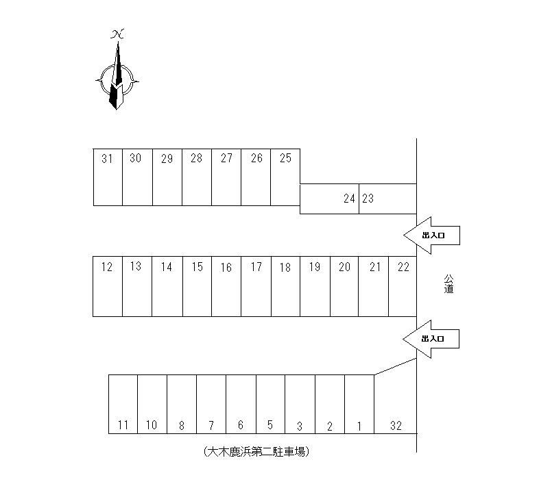 大木鹿浜駐車場の駐車配置図