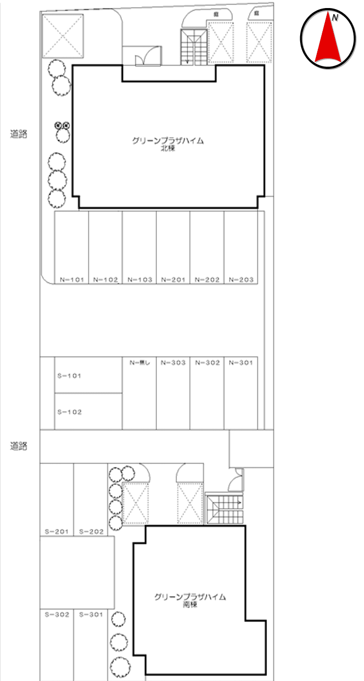 グリーンプラザハイム駐車場の駐車配置図