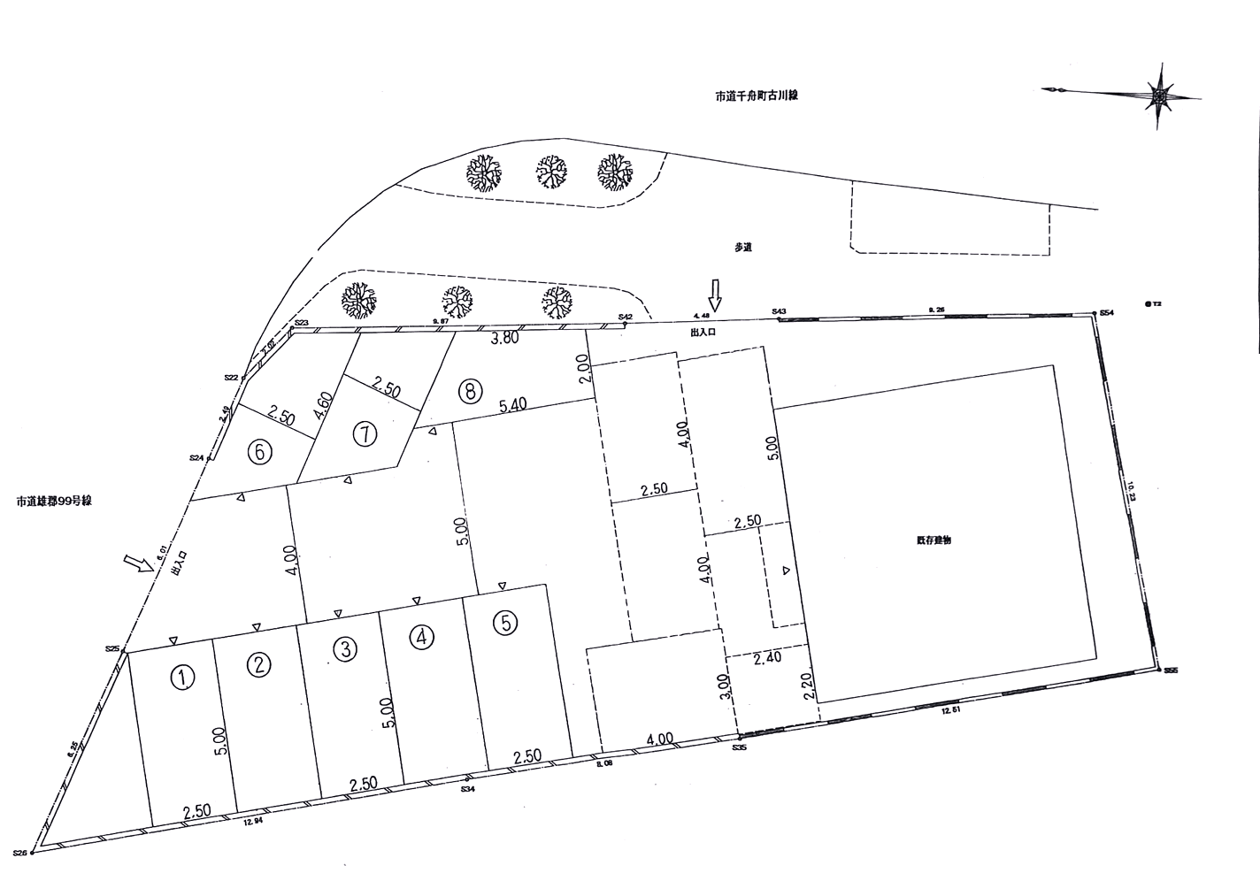 津本駐車場の駐車配置図