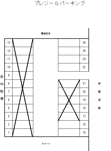 プレジールパーキングの駐車配置図
