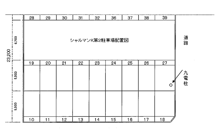 シャルマンＫ第2駐車場の駐車配置図