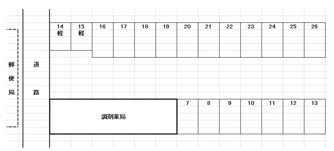 堀之内南Ｐの駐車配置図