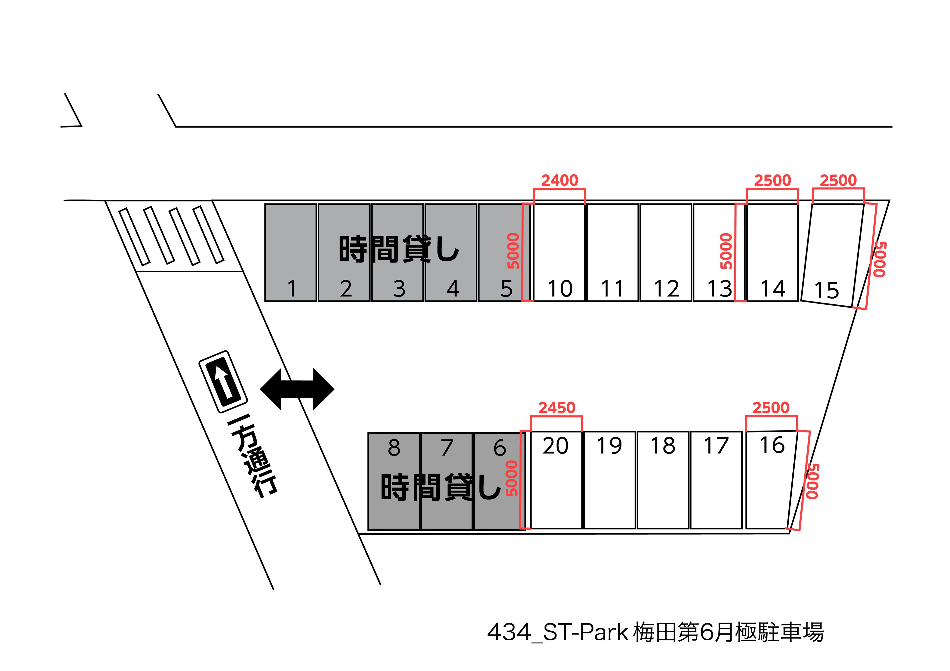 ST-Park梅田第6月極駐車場の駐車配置図