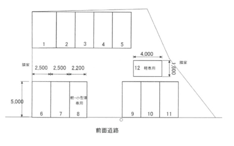 西太田町駐車場の駐車配置図