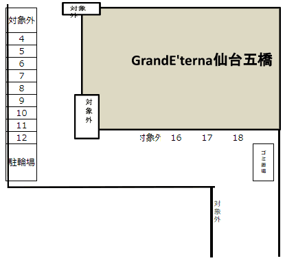 Grand E’terna 仙台五橋（駐車場）の駐車配置図