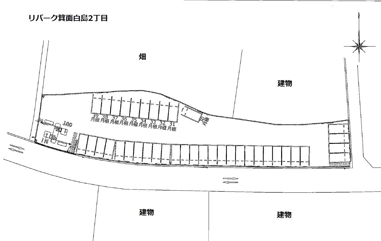 箕面白島２丁目の駐車配置図