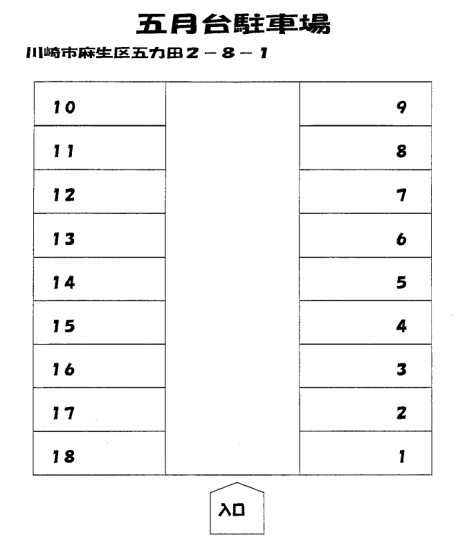 五月台駐車場の駐車配置図