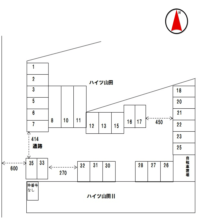ハイツ山田モータープールの駐車配置図