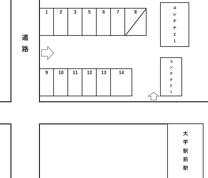 大学駅前駐車場（HR）の駐車配置図