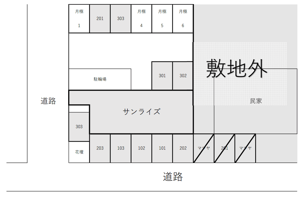 サンライズ月極駐車場の駐車配置図