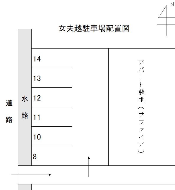 女夫越駐車場の駐車配置図