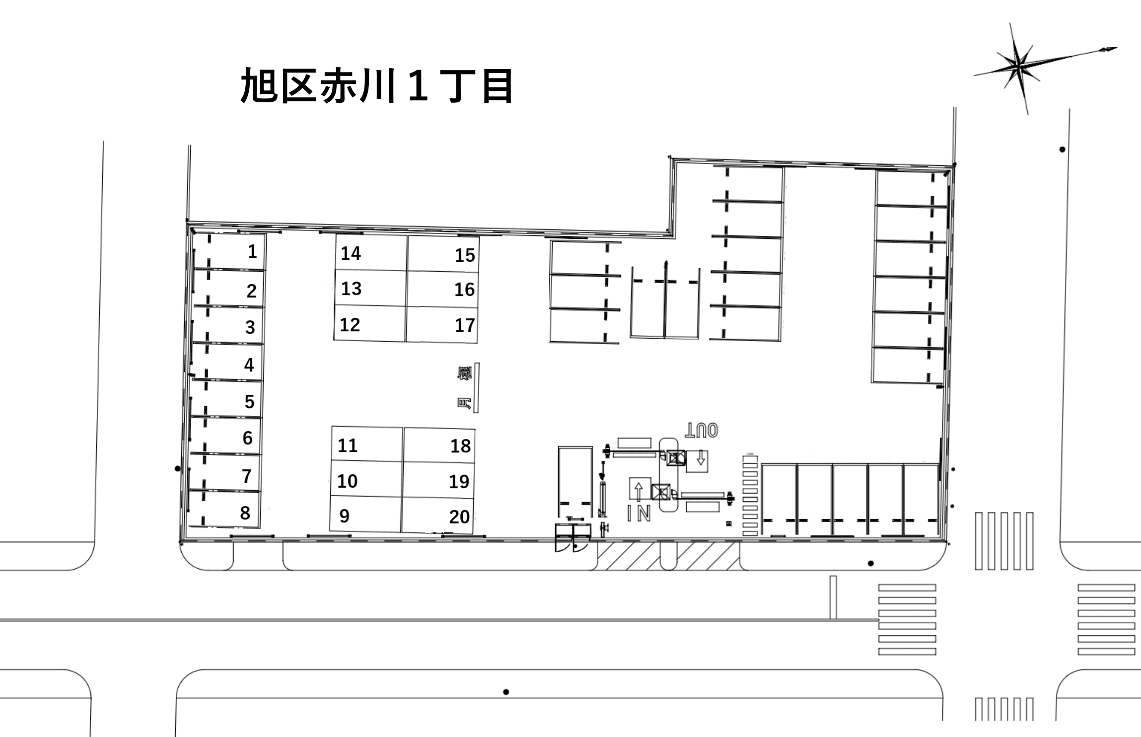 旭区赤川１丁目の駐車配置図