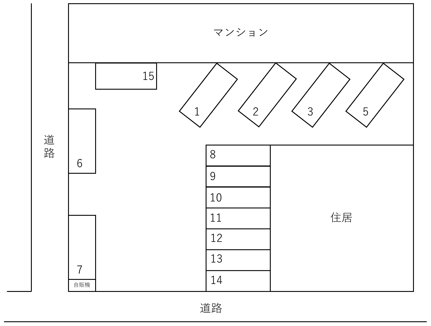 平野ハイツ駐車場の駐車配置図