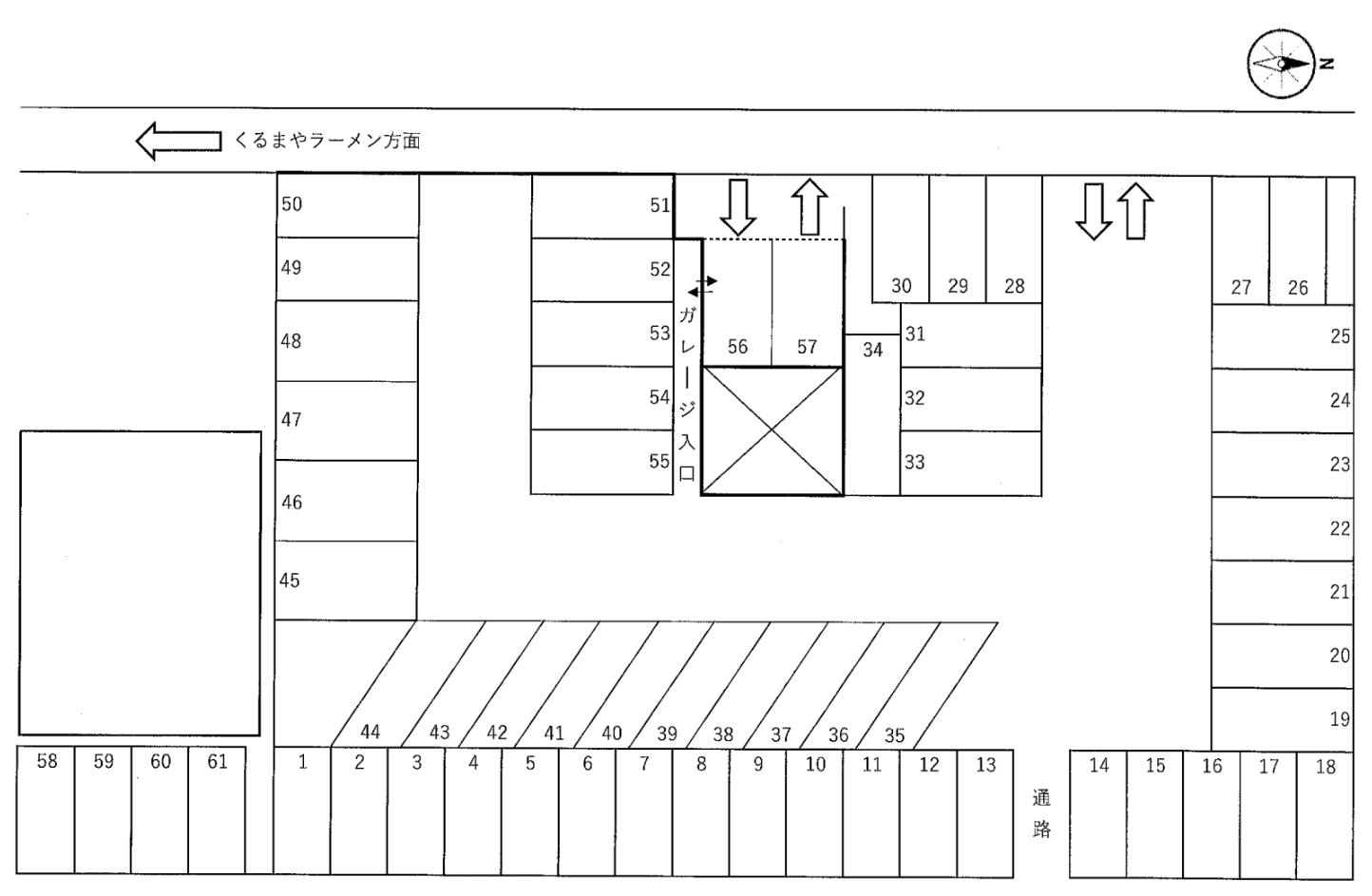 西大輪3丁目第一駐車場の駐車配置図