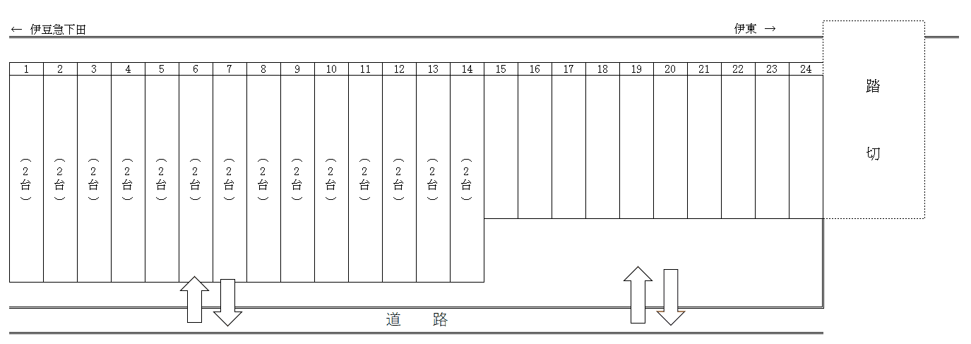 下田第２駐車場の駐車配置図