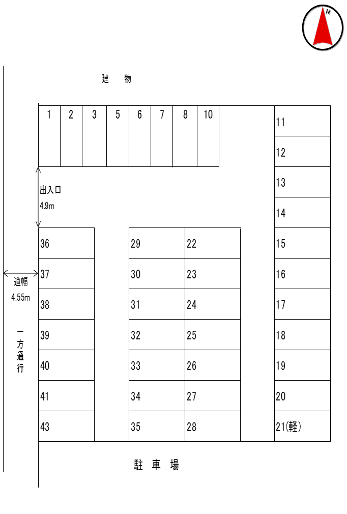 細田第17モータープールの駐車配置図