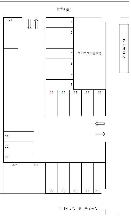 栗原2-9-18駐車場の駐車配置図
