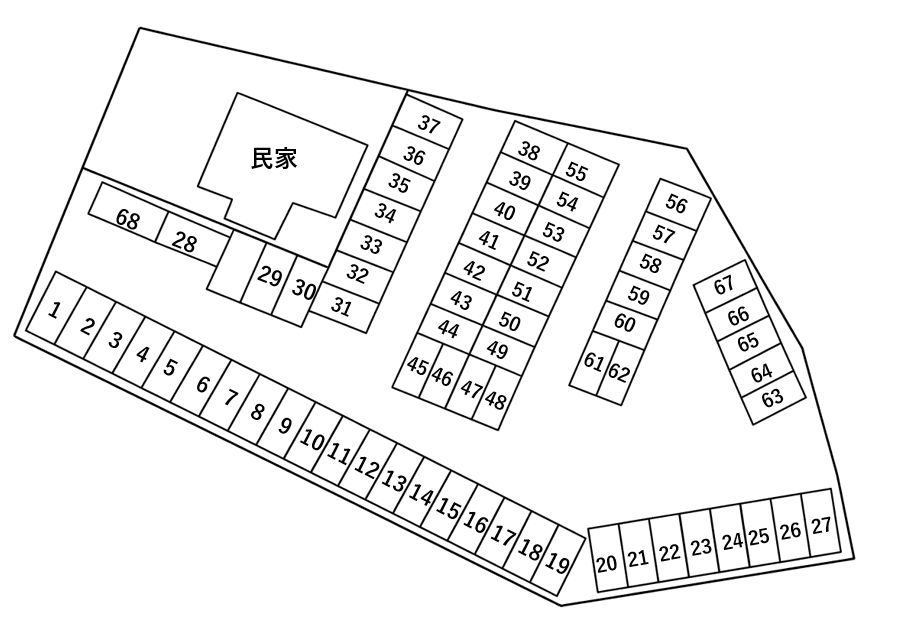 田中第１駐車場の駐車配置図