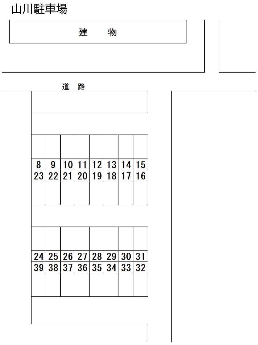 山川駐車場の駐車配置図