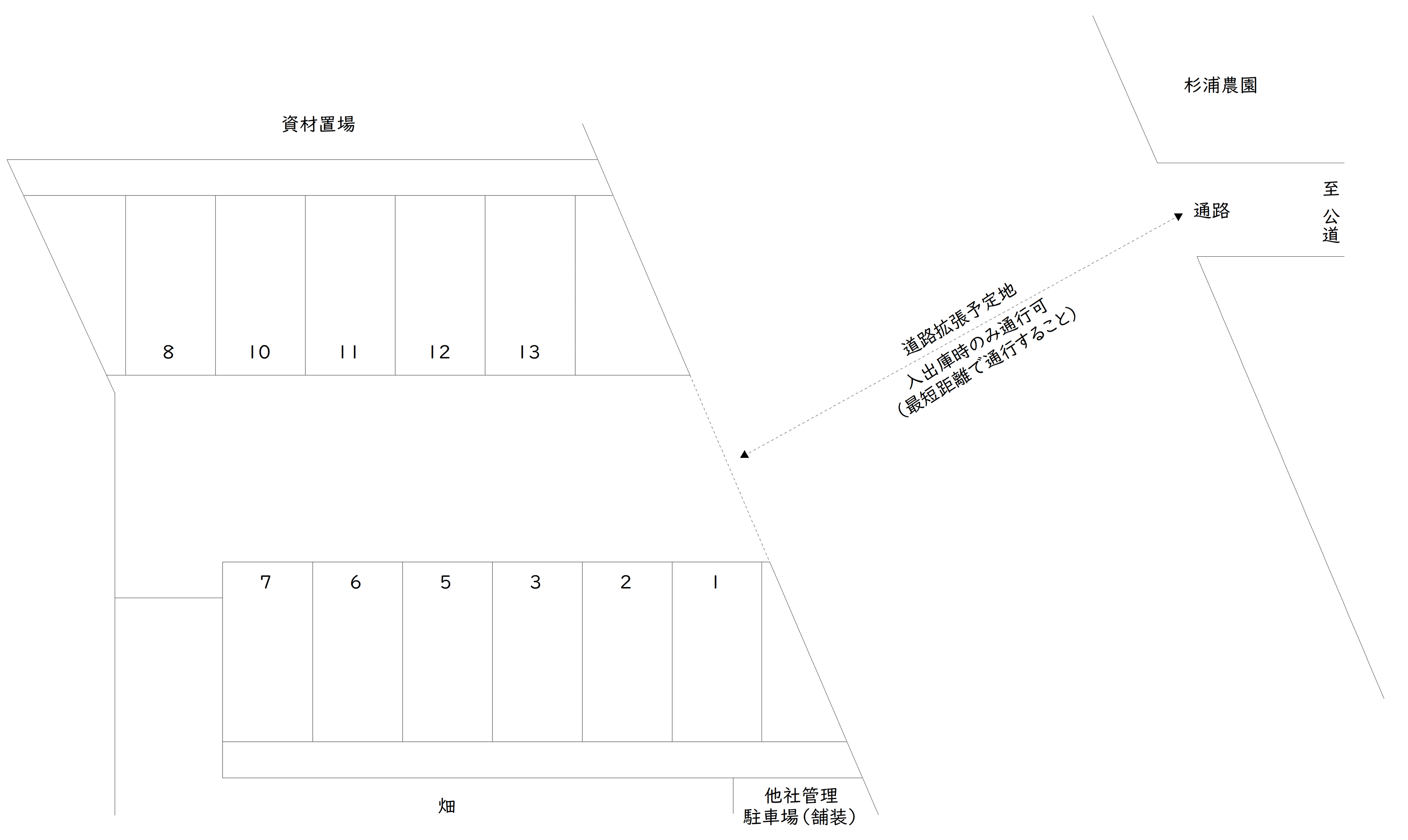 高砂3-1 駐車場の駐車配置図