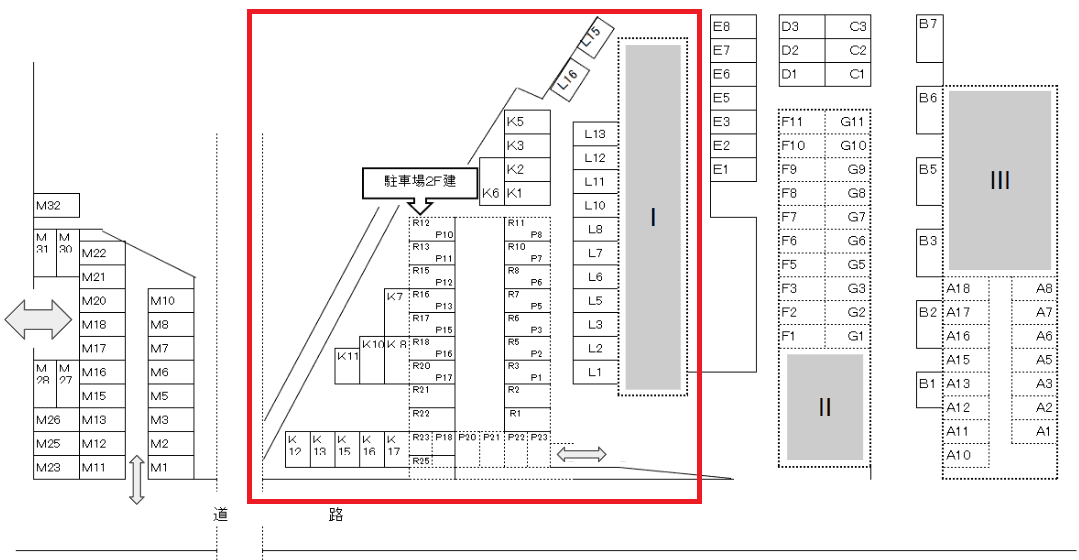 生沼モータープール　３の駐車配置図