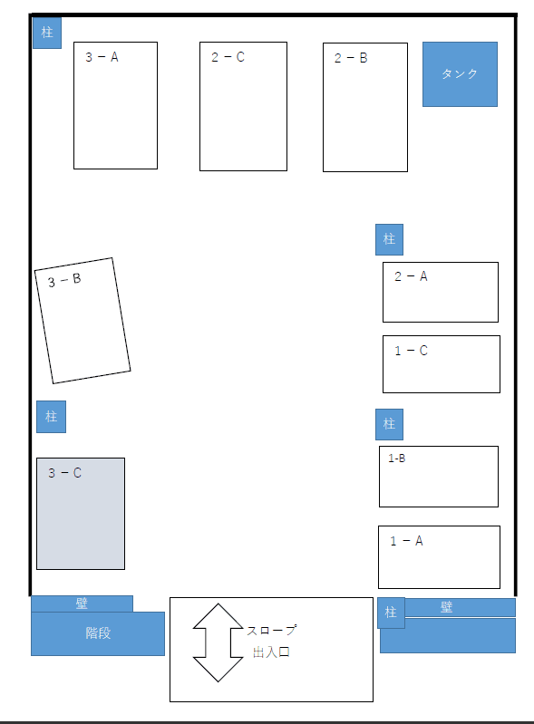 新洋楚辺駐車場の駐車配置図