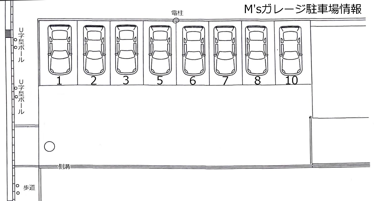 M'sガレージの駐車配置図