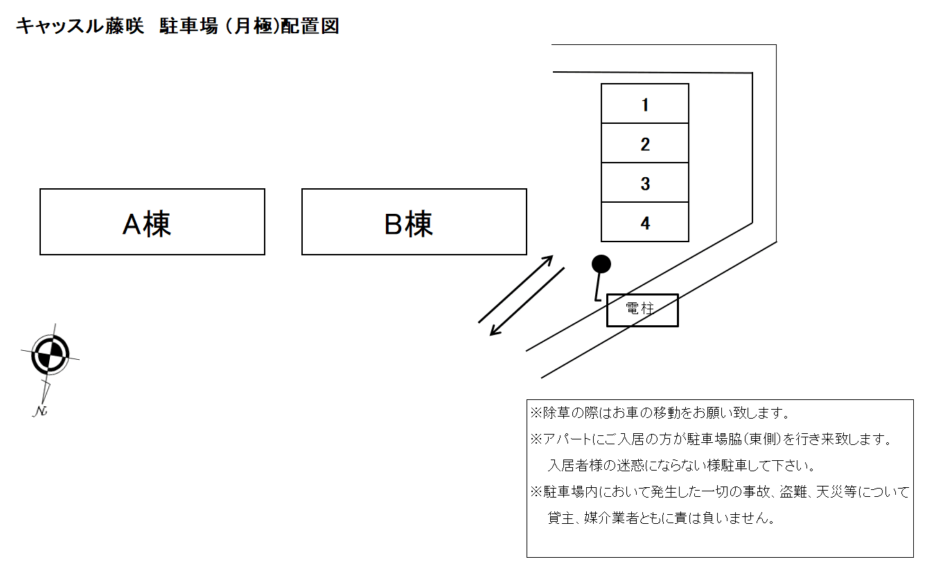 キャッスル藤咲駐車場の駐車配置図