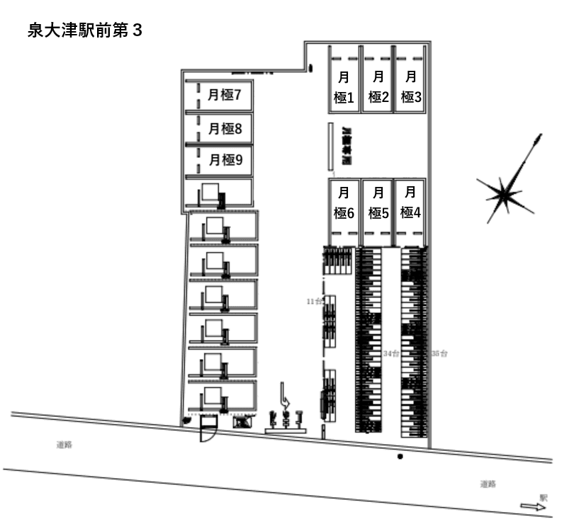 泉大津駅前第３の駐車配置図