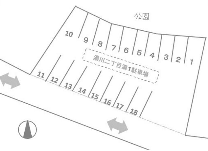湯川二丁目第1駐車場の駐車配置図
