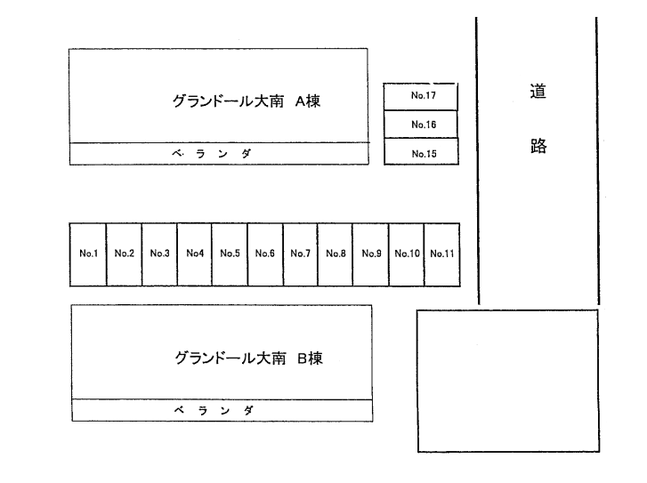 グランドール大南Ａ・Ｂの駐車配置図