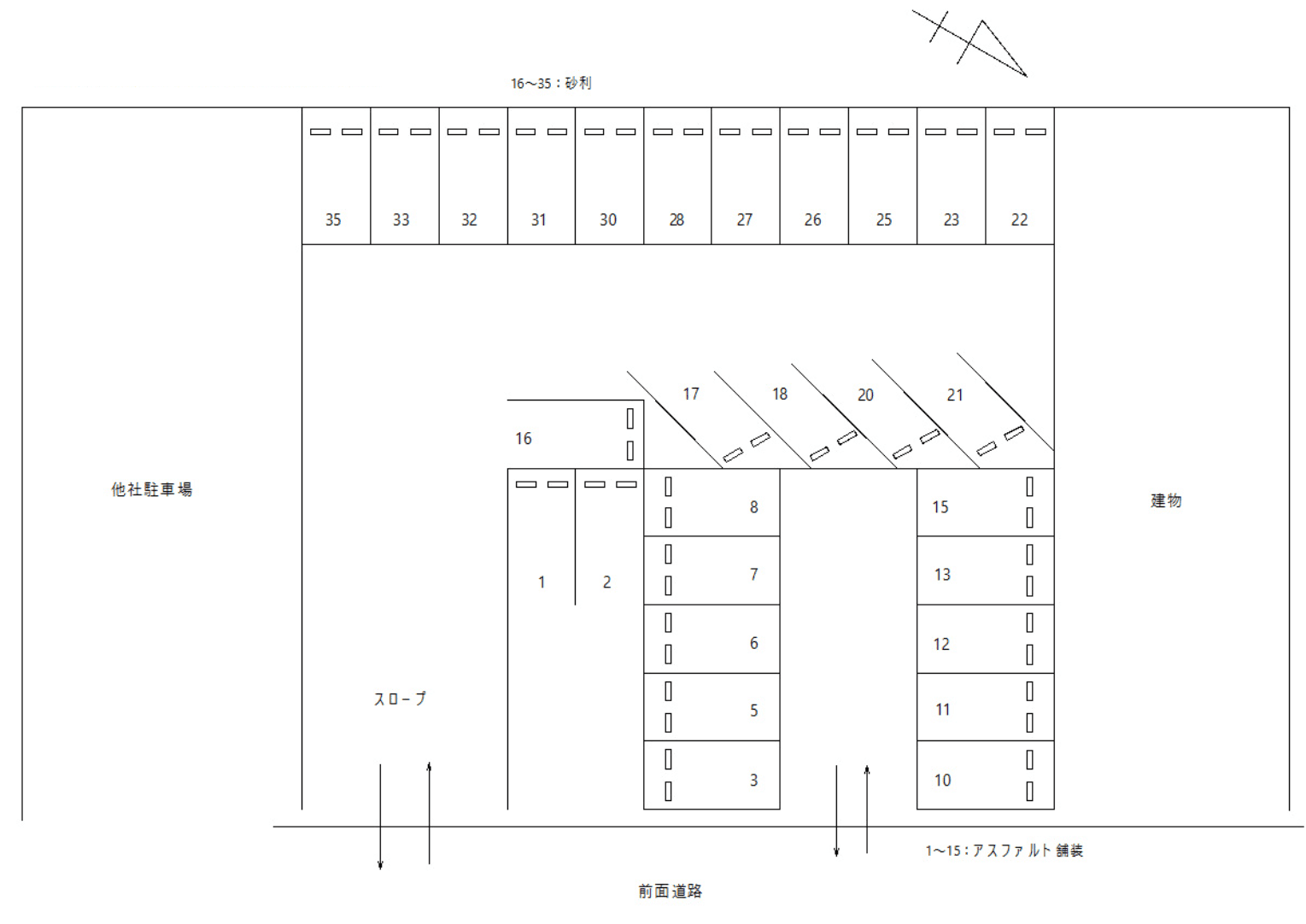 ＦＫ矢田４丁目瀬戸線駐車場の駐車配置図