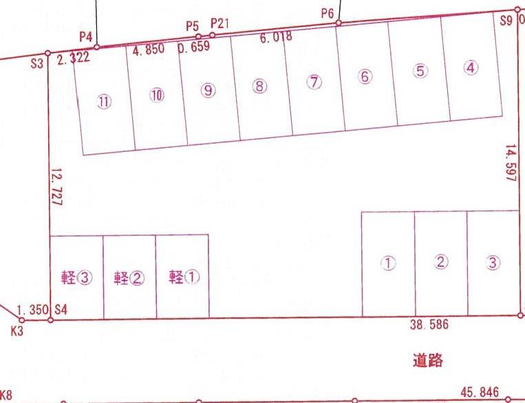 緑区大門パーキングの駐車配置図