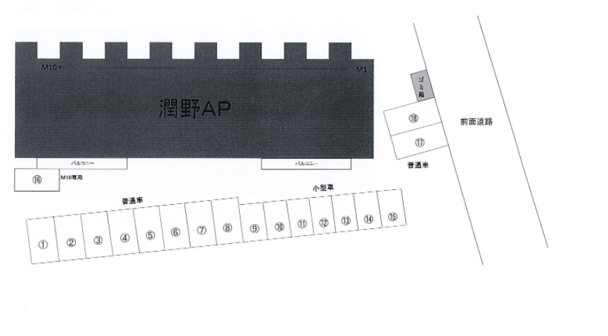 Ｒ’ｓ　Ｒｅｓｉｄｅｎｃｅ潤野駐車場の駐車配置図
