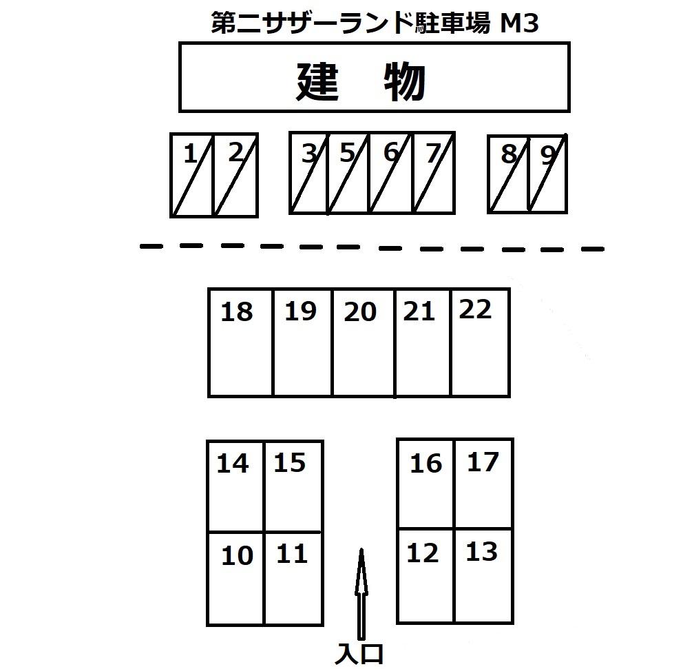 第二サザーランド駐車場の駐車配置図