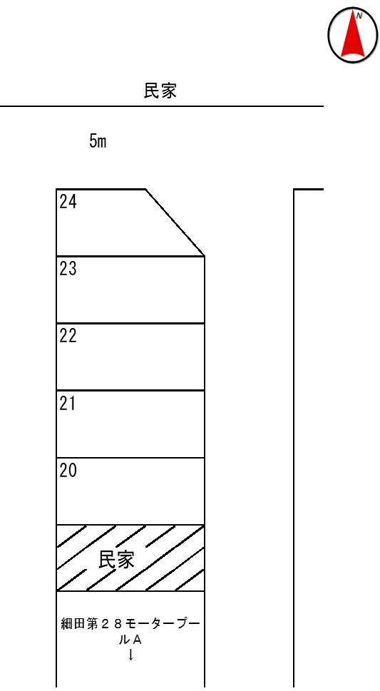細田第28モータープールBの駐車配置図