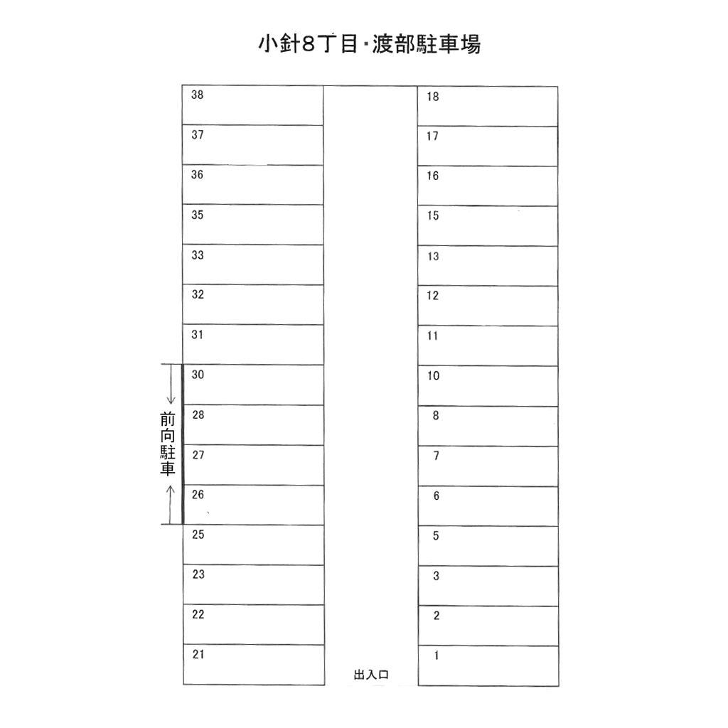 小針８丁目渡部駐車場の駐車配置図