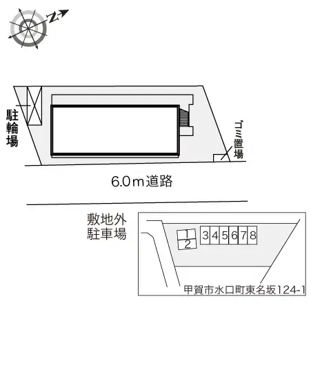 コンフォール・エスト(22593)　敷地外駐車場の駐車配置図