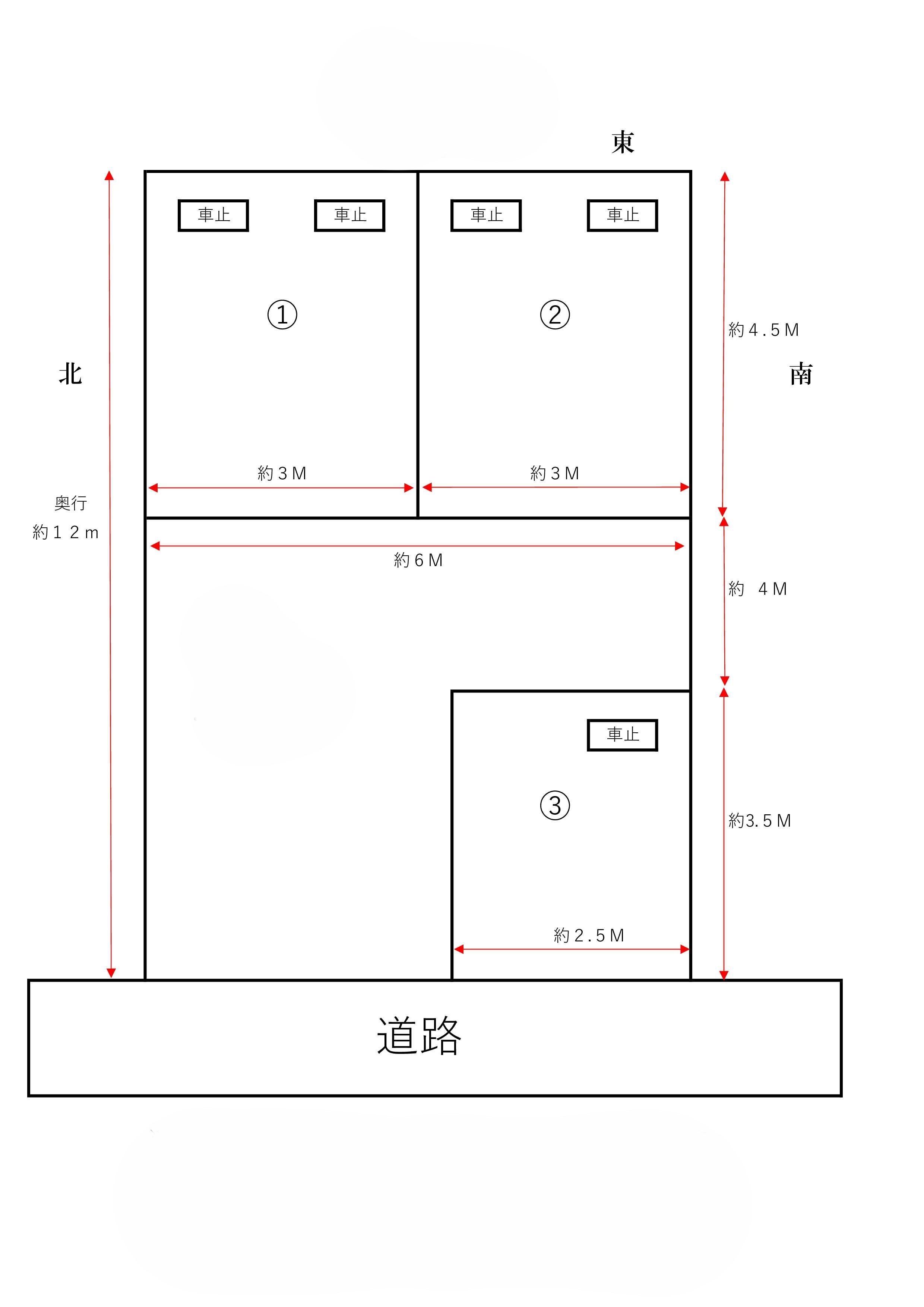 富士ガレージの駐車配置図