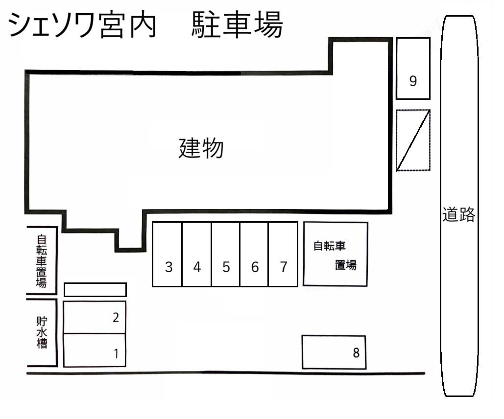 シェソワ宮内　駐車場の駐車配置図