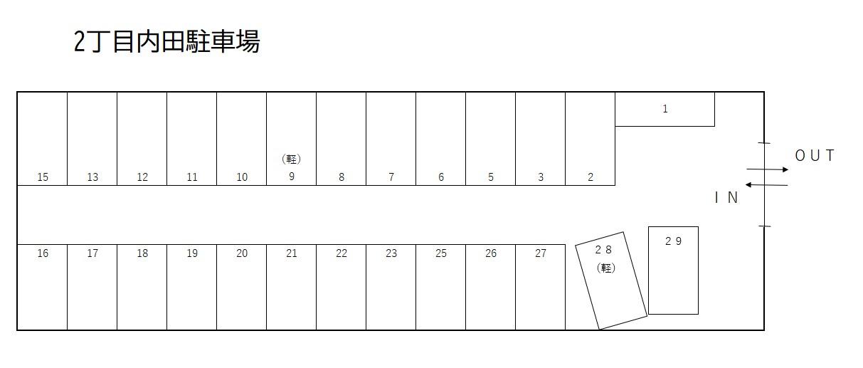 ２丁目内田駐車場の駐車配置図