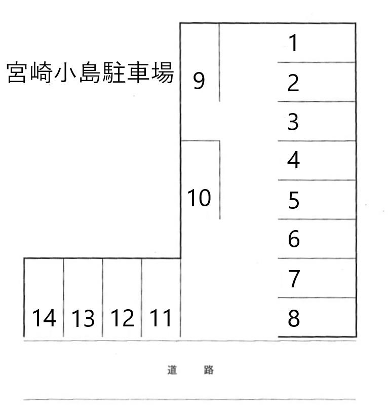 宮崎小島駐車場の駐車配置図