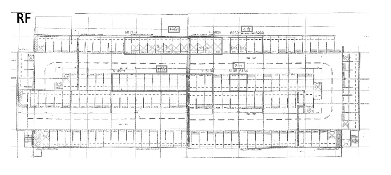 板橋区中台3丁目月極駐車場の駐車配置図