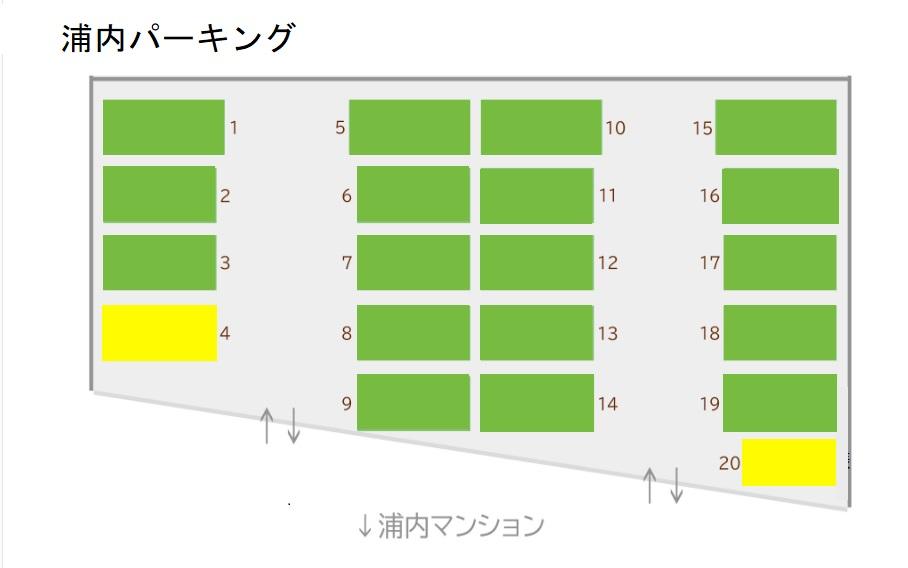 浦内パーキングの駐車配置図