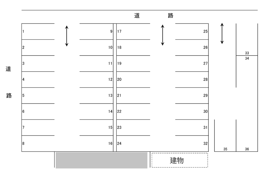 西形第二駐車場の駐車配置図