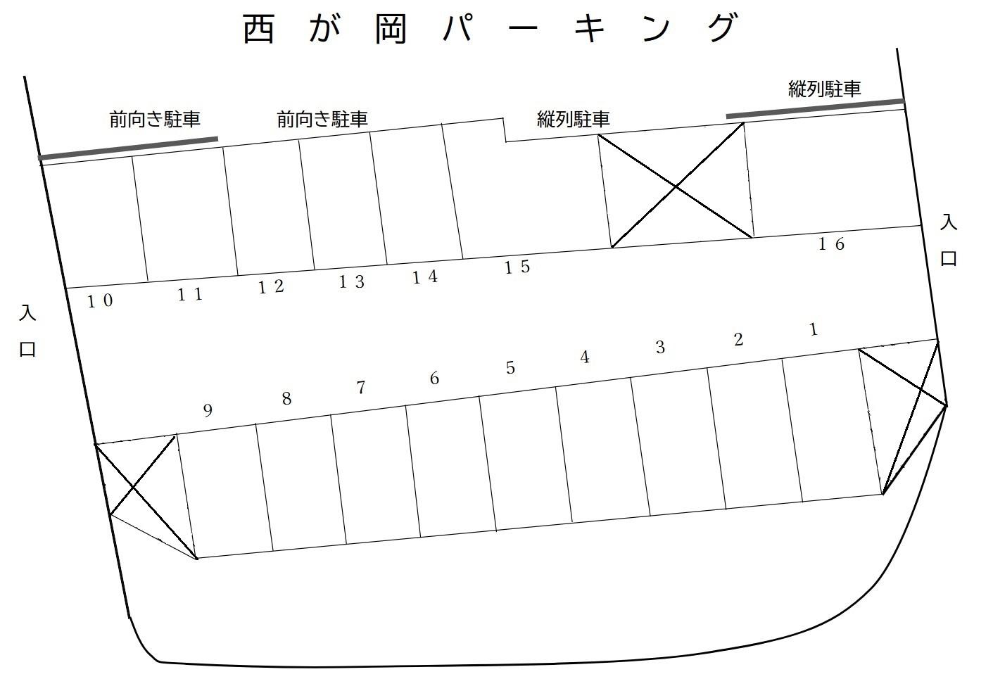 西が岡パーキングの駐車配置図