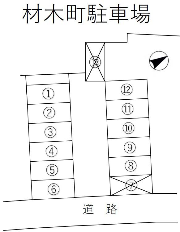 材木町駐車場の駐車配置図