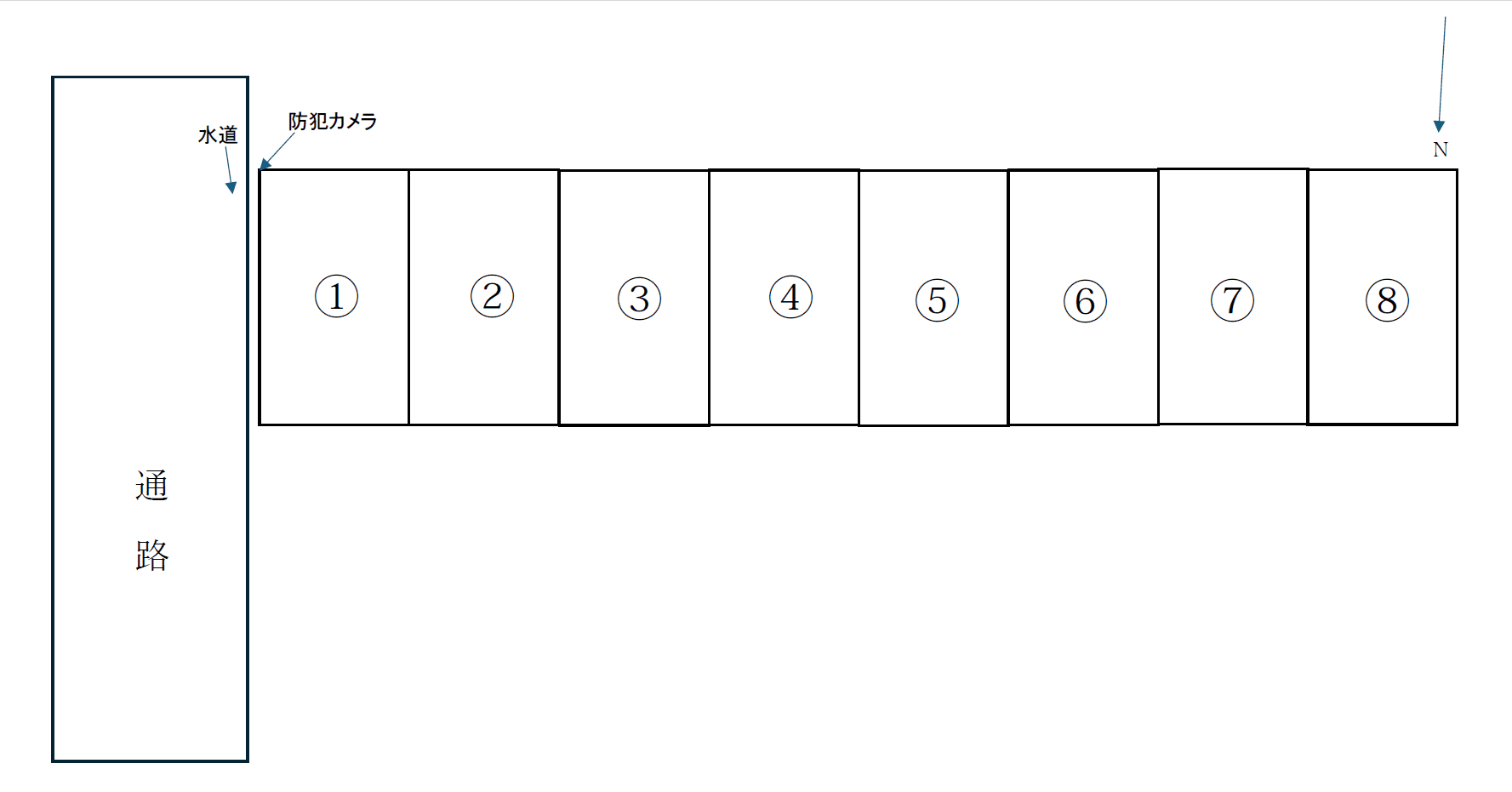 上阿久津ガレージの駐車配置図