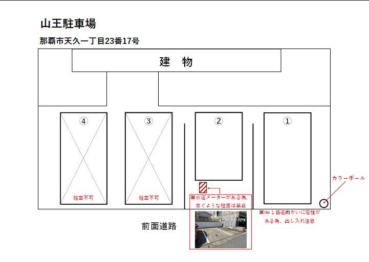 山王駐車場の駐車配置図
